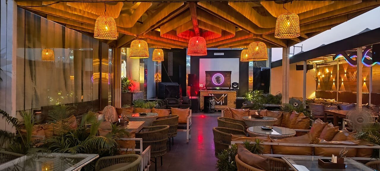 Moire DJ pavilion and lounge seating